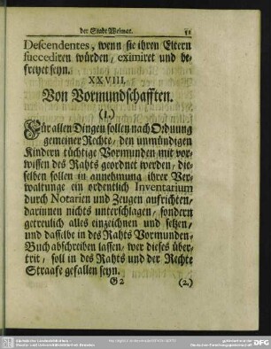 XXVIII. Von Vormundschafften