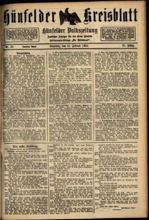Zweite Ausgabe vom Samstag, den 21. Februar 1925.