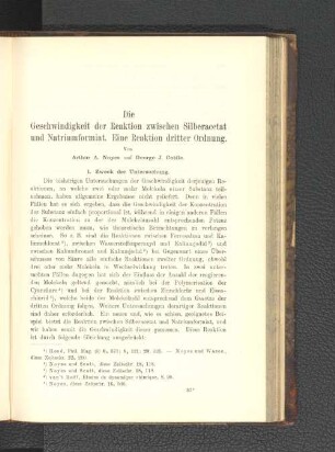 Die Geschwindigkeit der Reaktion zwischen Silberacetat und Natriumformiat. Eine Reaktion dritter Ordnung