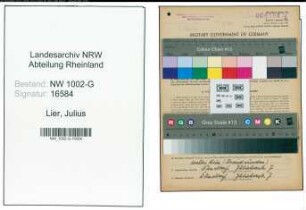 Entnazifizierung Julius Lier, geb. 02.07.1899 (Kellner)