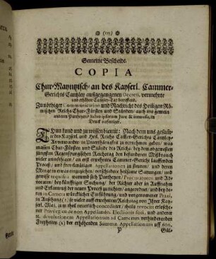 Gemeine Bescheide. Copia