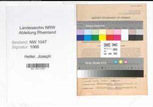 Entnazifizierung Joseph Heller , geb. 26.07.1894 (Finanzbeamter)
