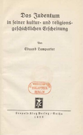Das Judentum in seiner kultur- und religionsgeschichtlichen Erscheinung
