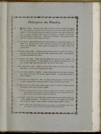 Déscription des Planches