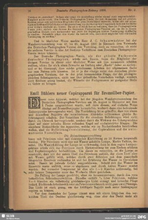 Emil Bühlers neuer Copirapparat für Bromsilber-Papier