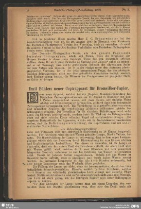 Emil Bühlers neuer Copirapparat für Bromsilber-Papier