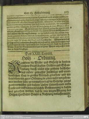 Das XXIII. Capitel. Holtz-Ordnung