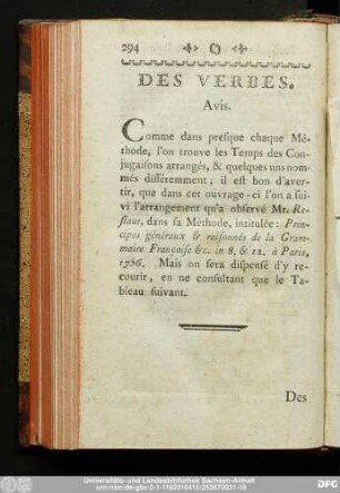 Des Verbes.