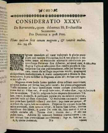 281-289, CONSIDERATIO XXXV. De Reverentia, quam debemus SS. Evcharistiae Sacramento.
