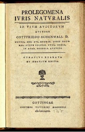Prolegomena Iuris Naturalis : In Usum Auditorum
