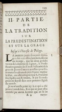 II. Partie. De La Tradition Sur La Predestination Et Sur La Grace [...]
