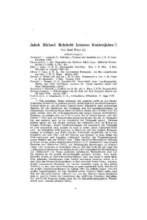 Jakob Michael Reinhold Lenzens Knabenjahre