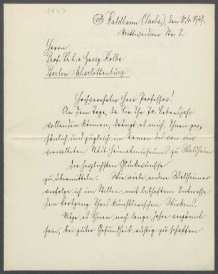 Brief von Kurt Kummer an Georg Kolbe