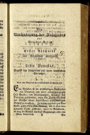 Erster Abschnitt von Relationen überhaupt.