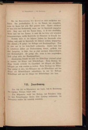 VII. Anordnung.