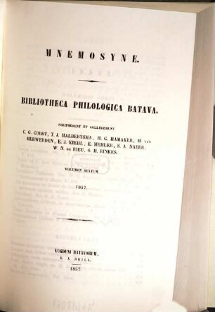 Mnemosyne : a journal of classical studies. 6, 6. 1857
