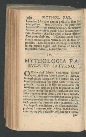 IV. Mythologia Fabulae De Saturno.