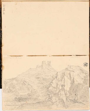 Reiseskizzenbuch 1828: Arenburg: Perspektivische Ansicht der Arenburg