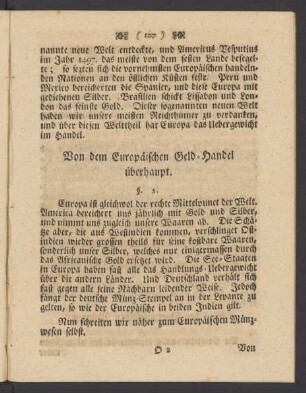 Vom dem Europäischen Geld-Handel überhaupt. §. 5.
