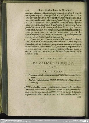 Titulus XLIII. De Officio Praefecti Vigilium