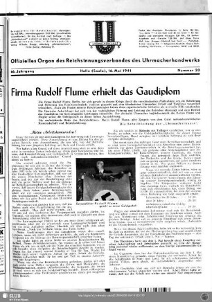 Firma Rudolf Flume erhielt das Gaudiplom