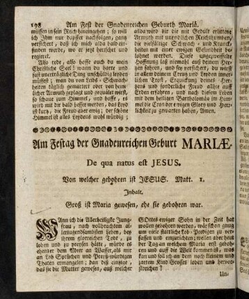 198-206, Am Festtag der Gnadenreichen Geburt Mariae