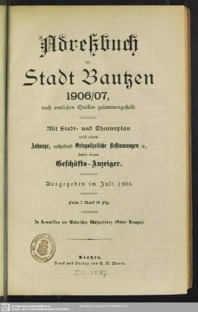 1906/07(1906): Adreßbuch der Stadt Bautzen