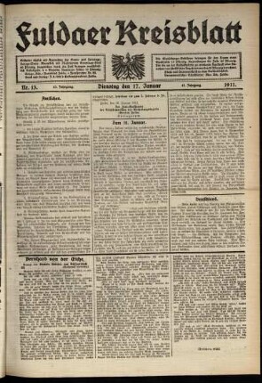 Ausgabe vom Dienstag, den 17. Januar 1911.