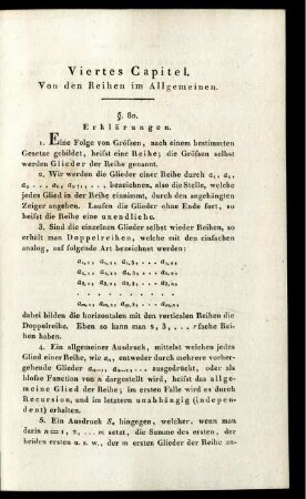 Viertes Capitel. Von den Reihen im Allgemeinen.