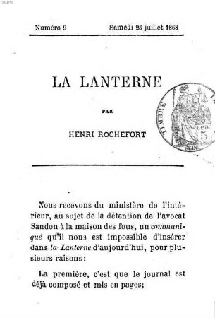 La lanterne. 9. 1868, 25. Juli
