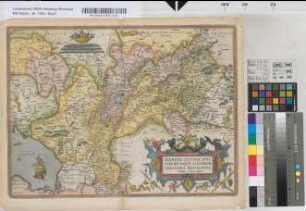 [Gelriae, Cliviae finitimorumque locorum verissima descriptio [Zuidersee bis Köln. Mit Beschreibung in lateinischer Sprache]. Christiano Schrot(Sgrooten) auctore, mit englischer Beschreibung; aus einem Atlas?].