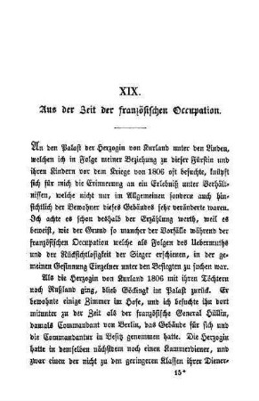 XIX. Aus der Zeit der französischen Occupation