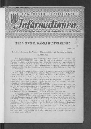 1954: Hamburger statistische Informationen / G