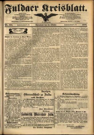 Zweite Ausgabe vom Samstag, den 14. Oktober 1905.