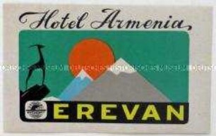 Werbe-Aufkleber des Hotels "Armenia" in Jerewan