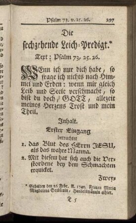 Die sechzehende Leich-Predigt.