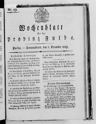 Nr. 49, Ausgabe vom 5. Dezember 1829