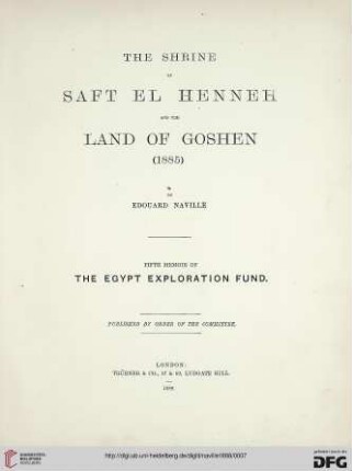 The shrine of Saft el Henneh and the land of Goshen : (1885)