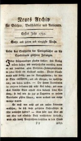Sechs und sieben und vierzigste Woche