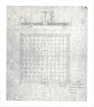 Döllgast, Hans; Neuburg an der Donau (Bayern); Friedhofssiedlung - Lageplan; Eingang Seite (Ansicht)