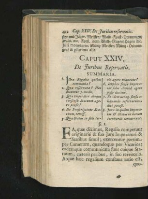 Caput XXIV. De Iuribus Reservatis.