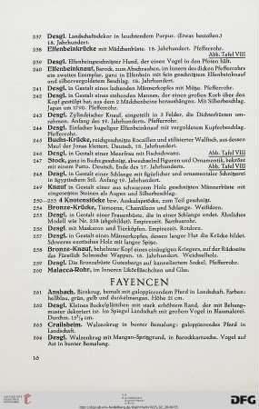 Fayencen (Nr. 261-347)