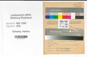Entnazifizierung Hertha Schamp , geb. 06.10.1910 (Stenotypistin)