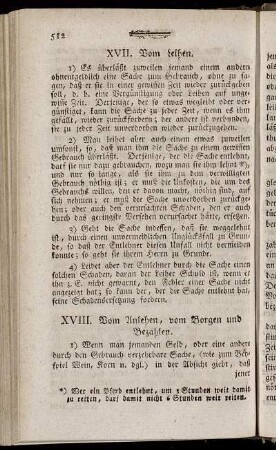 XVIII. Vom Anlehen, vom Borgen und Bezahlen