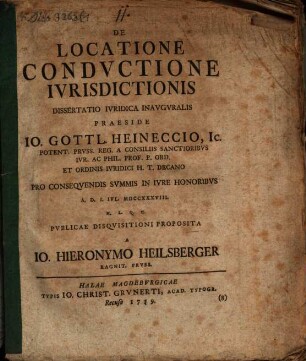 De locatione condvctione ivrisdictionis : dissertatio iuridica inauguralis