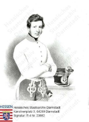 Ysenburg und Büdingen, Ernst Casimir II. Fürst zu (1806-1861) / Porträt, in Uniform, stehend, Halbfigur, in Rahmen
