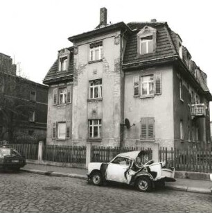 Dresden-Kaditz, Wächterstraße 42. Wohnhaus (um 1900). Straßenansicht von Südwesten