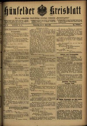 Ausgabe vom Donnerstag, den 17. April 1919.