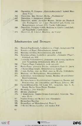 Schnitzereien und Bronzen (Nr. 361-386)