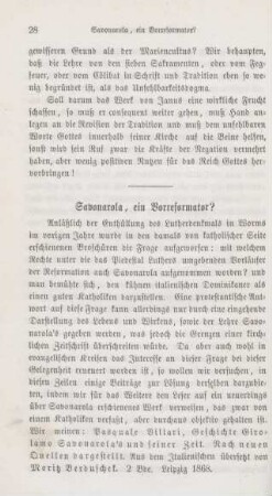 28-51 Savonarola, ein Vorreformator?